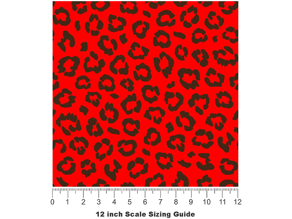 Red Leopard Vinyl Film Pattern Size 12 inch Scale