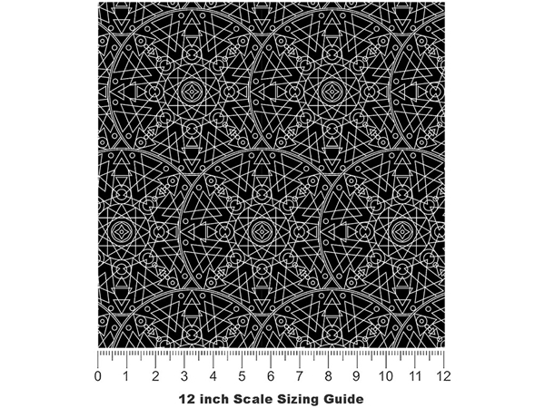 Black Geometric Mandala Vinyl Film Pattern Size 12 inch Scale