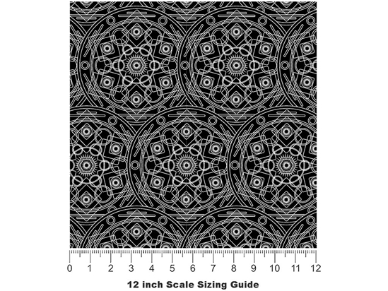 Black Polygons Mandala Vinyl Film Pattern Size 12 inch Scale