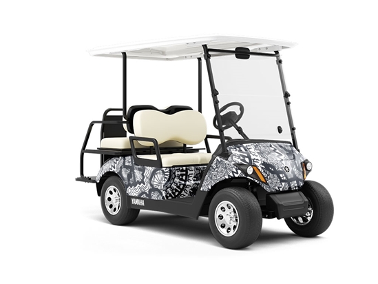 Complex Mandelbrot Mandala Wrapped Golf Cart
