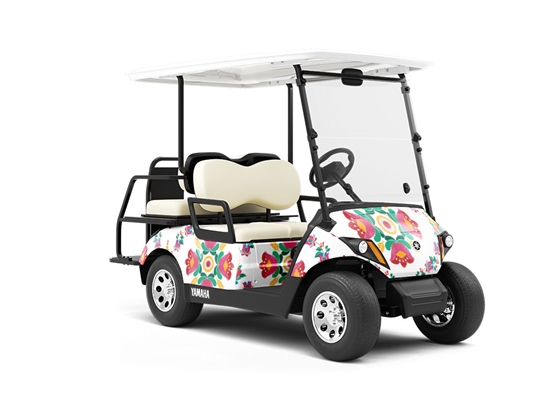 Embroidered Tulips Mandala Wrapped Golf Cart