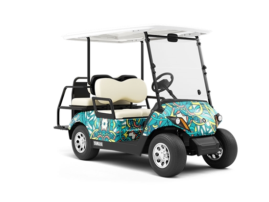 Frothing Surf Mandala Wrapped Golf Cart