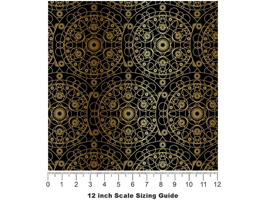 Gold Cylindrical Mandala Vinyl Film Pattern Size 12 inch Scale