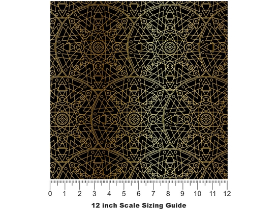 Gold Geometric Mandala Vinyl Film Pattern Size 12 inch Scale