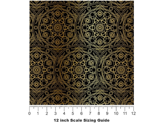 Gold Polygons Mandala Vinyl Film Pattern Size 12 inch Scale