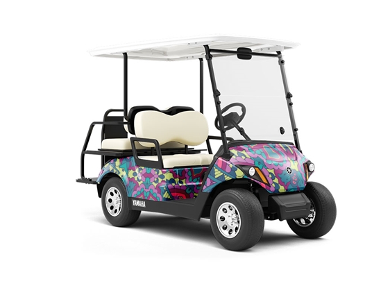 Magenta Love Mandala Wrapped Golf Cart