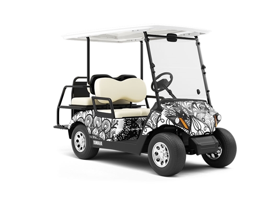 Midnight Sunflowers Mandala Wrapped Golf Cart