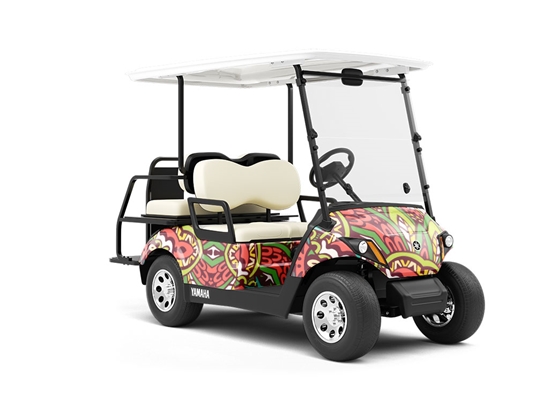 Naturalistic Leaves Mandala Wrapped Golf Cart