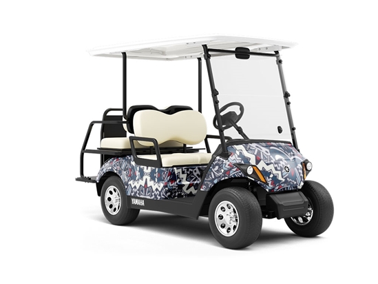 Navy Solitaire Mandala Wrapped Golf Cart