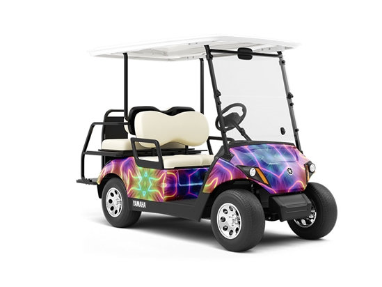 Neon Snowflake Mandala Wrapped Golf Cart