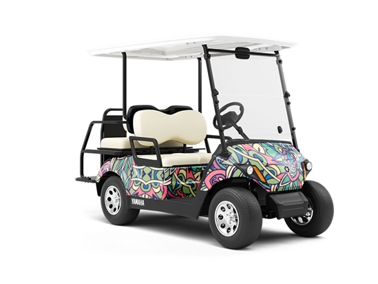 Olive Wonder Mandala Wrapped Golf Cart