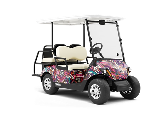 Psychedelic Gosper Mandala Wrapped Golf Cart