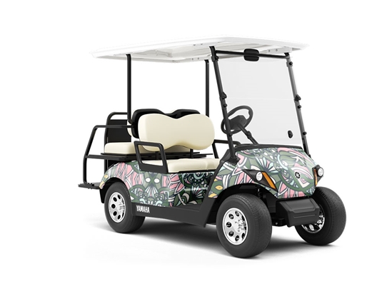 Subtle Sunshine Mandala Wrapped Golf Cart