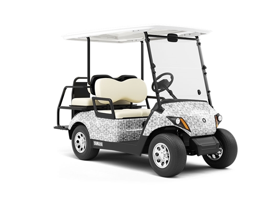 White Cylindrical Mandala Wrapped Golf Cart