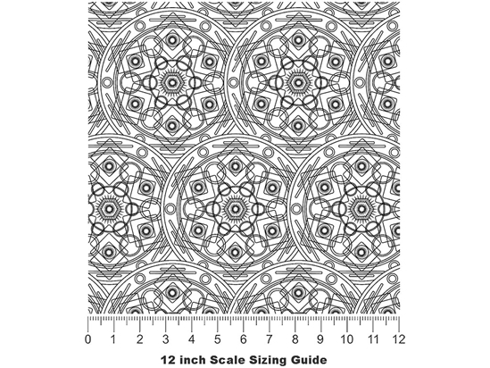 White Polygons Mandala Vinyl Film Pattern Size 12 inch Scale