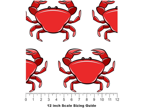 Cartoon Crabs Marine Life Vinyl Film Pattern Size 12 inch Scale
