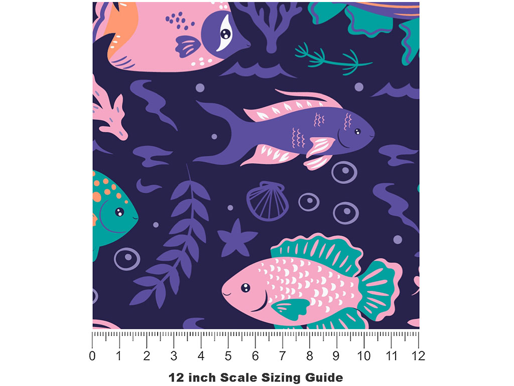 Friendly Faces Marine Life Vinyl Film Pattern Size 12 inch Scale
