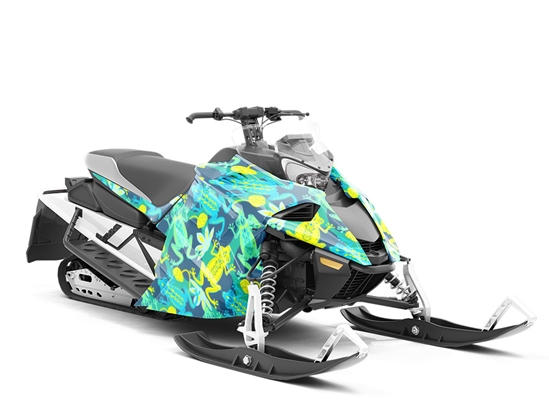 Psychedelic Pond Marine Life Custom Wrapped Snowmobile
