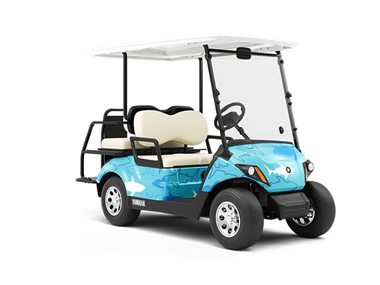 Abstract Sharks Marine Life Wrapped Golf Cart