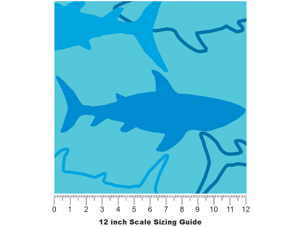 Abstract Sharks Marine Life Vinyl Film Pattern Size 12 inch Scale