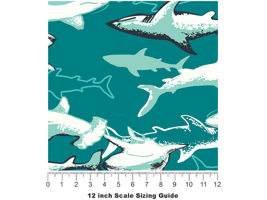 Shark Structure Marine Life Vinyl Film Pattern Size 12 inch Scale