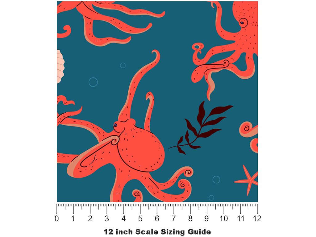 Eight-Armed Shuffle Marine Life Vinyl Film Pattern Size 12 inch Scale