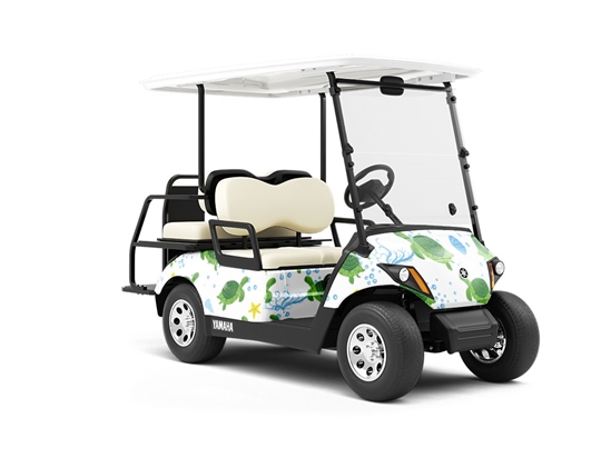 Floral Shells Marine Life Wrapped Golf Cart