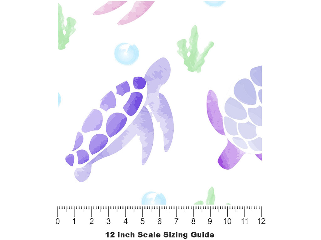 Watercolor Turtles Marine Life Vinyl Film Pattern Size 12 inch Scale