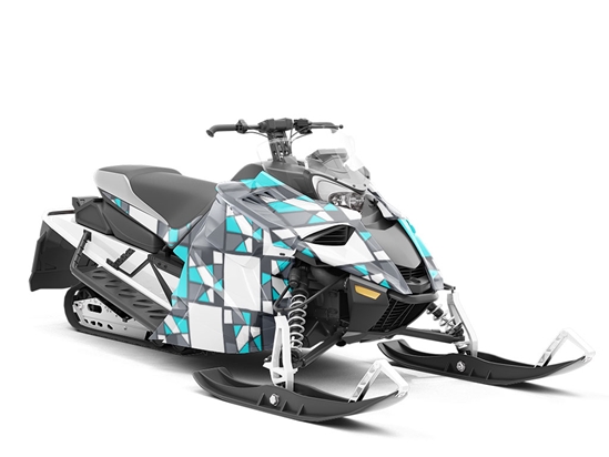 Dark Cyan Mosaic Custom Wrapped Snowmobile