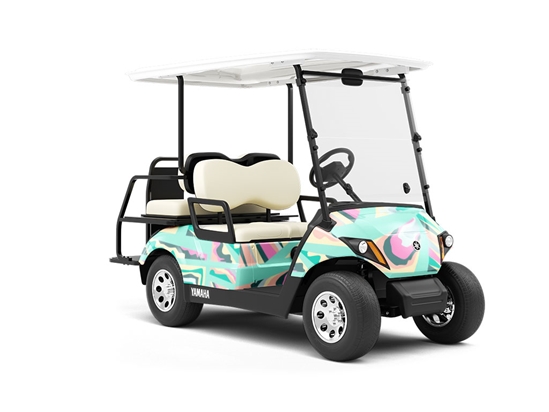 Pink Invader Mosaic Wrapped Golf Cart