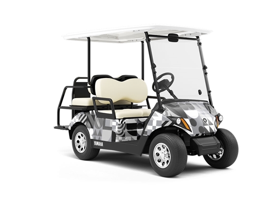 Grayscale Abstraction Mosaic Wrapped Golf Cart