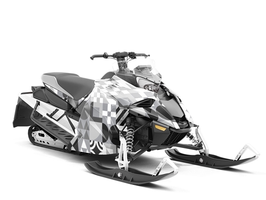 Grayscale Abstraction Mosaic Custom Wrapped Snowmobile