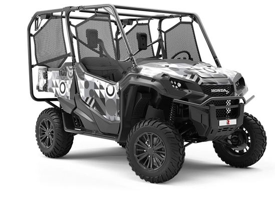 Grayscale Abstraction Mosaic Utility Vehicle Vinyl Wrap