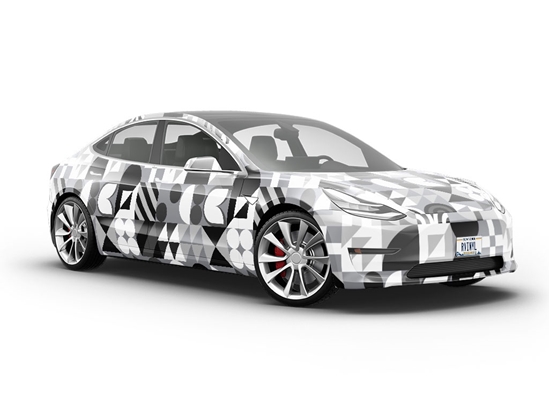 Grayscale Abstraction Mosaic Vehicle Vinyl Wrap