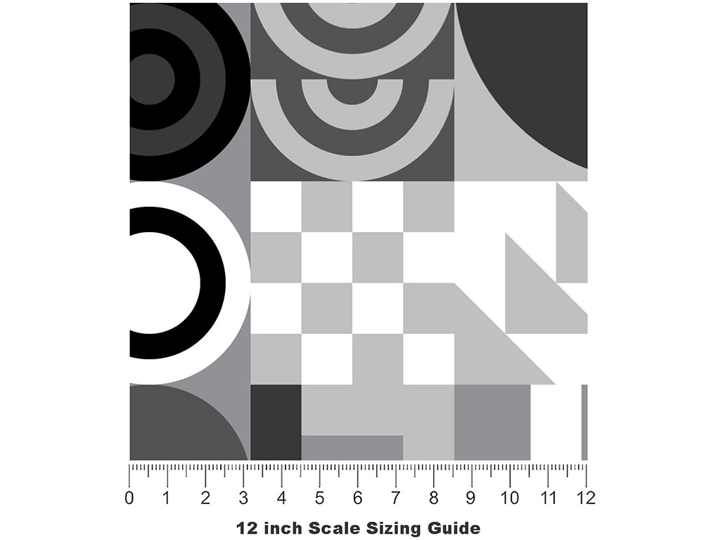 Grayscale Abstraction Mosaic Vinyl Film Pattern Size 12 inch Scale