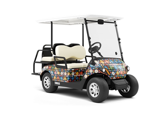 Babushka Rose Mosaic Wrapped Golf Cart