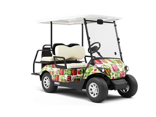 Strawberry Jam Mosaic Wrapped Golf Cart