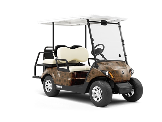 Rusted Squares Mosaic Wrapped Golf Cart