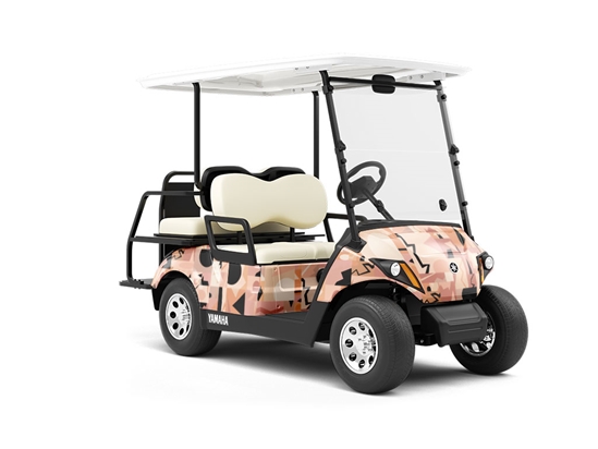 Abstract Salmon Mosaic Wrapped Golf Cart
