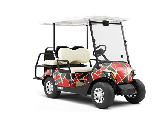 Fire Bricks Mosaic Wrapped Golf Cart
