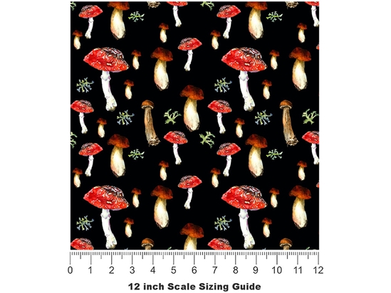 Nighttime Fungus Mushroom Vinyl Film Pattern Size 12 inch Scale