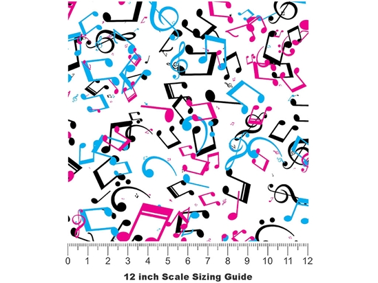 Playful Notes Music Vinyl Film Pattern Size 12 inch Scale