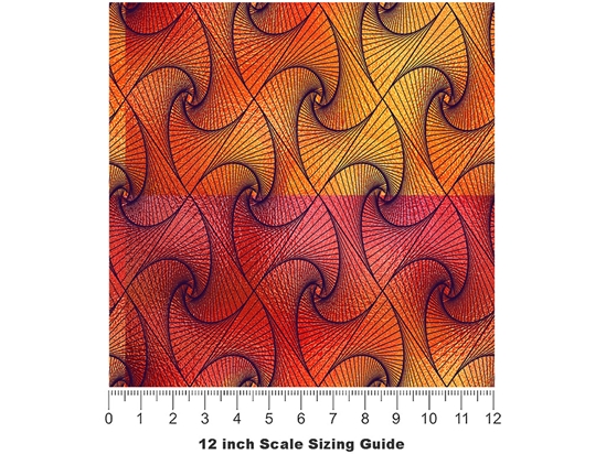 Sunset Tangles Optical Illusion Vinyl Film Pattern Size 12 inch Scale