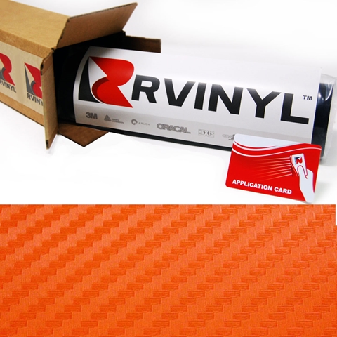Rwraps™ 3D Carbon Fiber Vinyl Wrap Film - Orange
