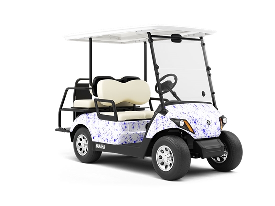 Indigo Raindrops Paint Splatter Wrapped Golf Cart