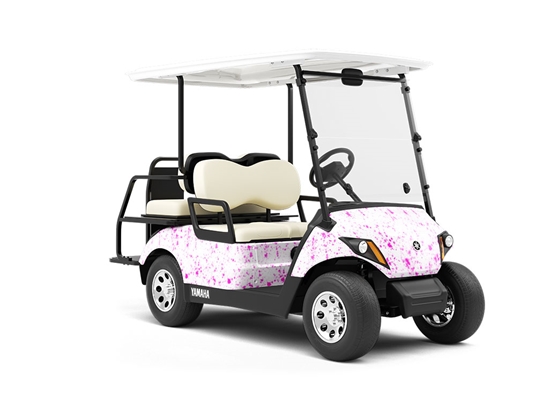 Pink Spill Paint Splatter Wrapped Golf Cart
