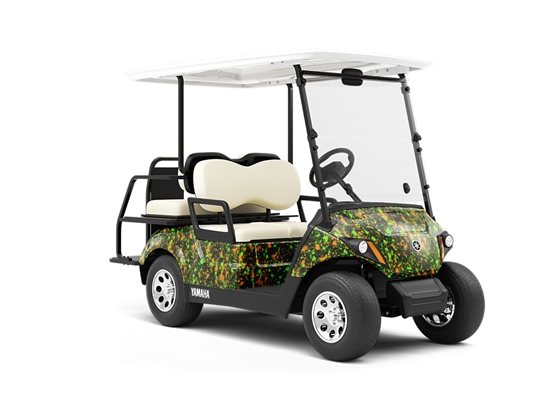 Wet Grass Paint Splatter Wrapped Golf Cart