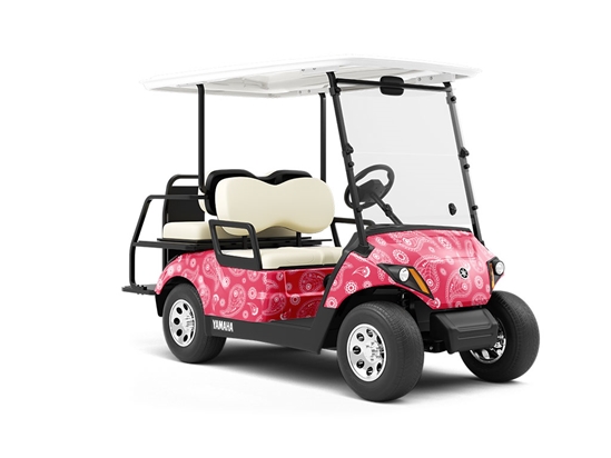 Pink Swirls Paisley Wrapped Golf Cart