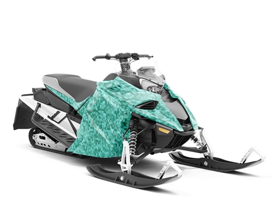Aqua Exploration Pixel Custom Wrapped Snowmobile