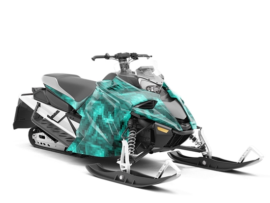 Aquamarine Start Pixel Custom Wrapped Snowmobile